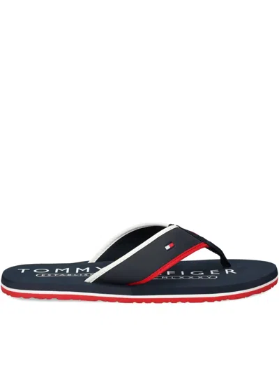 Tommy Hilfiger Striped Slides In Blue