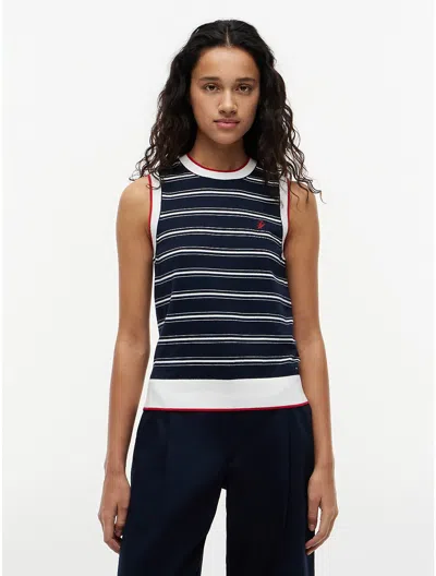 Tommy Hilfiger Striped Sweater Vest In Blue