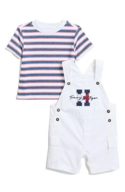 Tommy Hilfiger Babies'  Striped T-shirt & Overalls Set In White