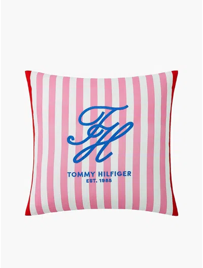 Tommy Hilfiger Striped Th Monogram Logo Pillow In Pink