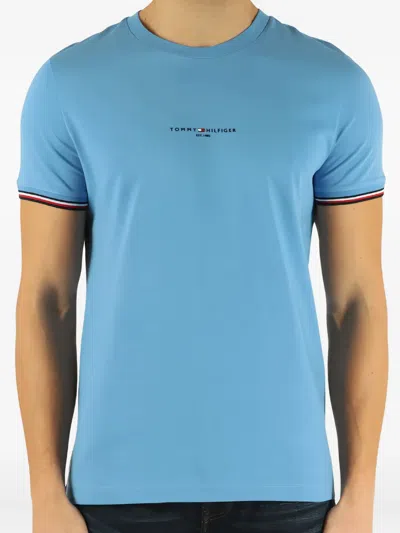 Tommy Hilfiger Striped-tipping T-shirt In Blue
