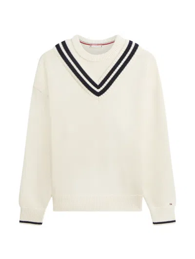 Tommy Hilfiger Stripe-detail Sweater In White