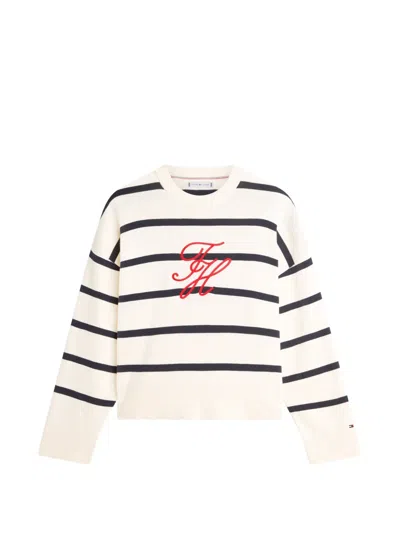 Tommy Hilfiger Striped-pattern Sweater In Neutral
