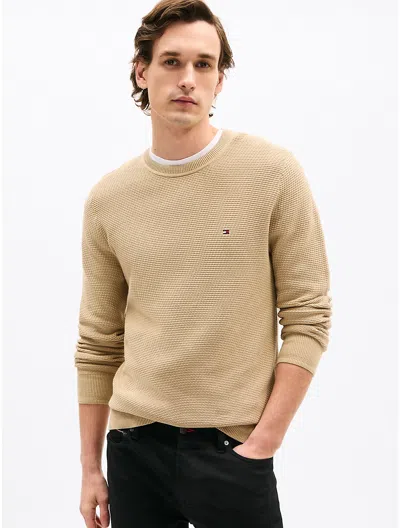 Tommy Hilfiger Structured Crewneck Sweater In Classic Khaki
