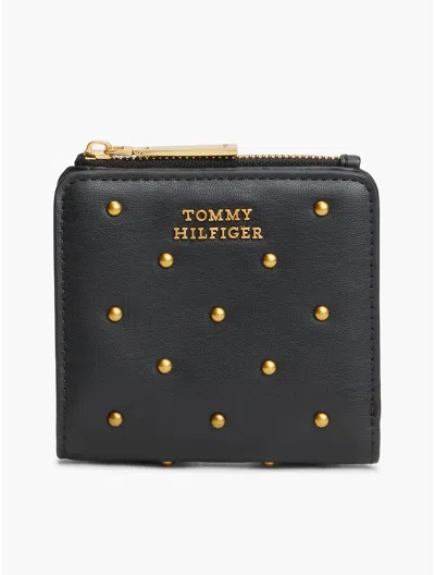 Tommy Hilfiger Studded Medium Slim Wallet In Black
