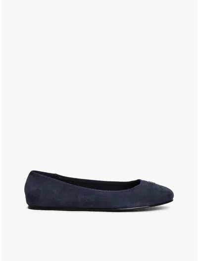 Tommy Hilfiger Suede Ballerina Flat In Space Blue