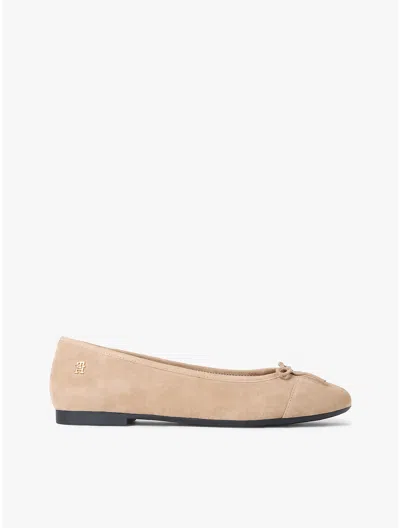 Tommy Hilfiger Suede Ballet Flat In Brown