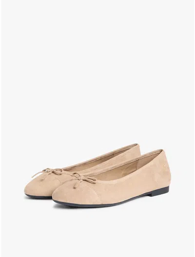 Tommy Hilfiger Suede Ballet Flat In Gold