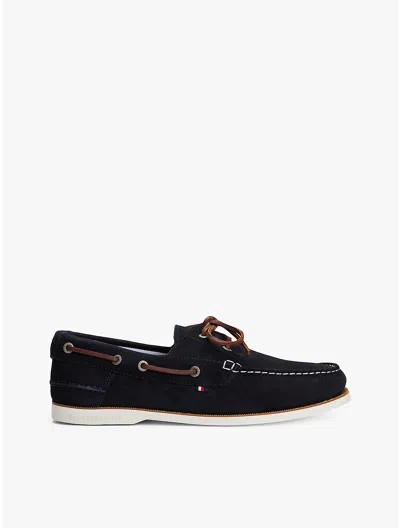 Tommy Hilfiger Suede Boat Shoes In Navy
