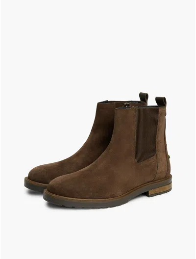 Tommy Hilfiger Suede Chelsea Boot In Brown