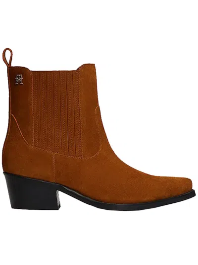 Tommy Hilfiger Suede Cowboy Boot Shoes In Brown