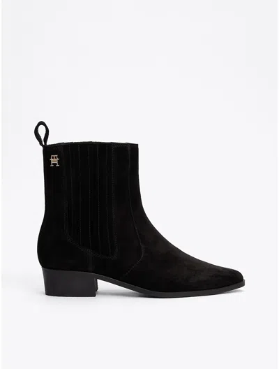 Tommy Hilfiger Suede Cowboy Chelsea Boot In Black