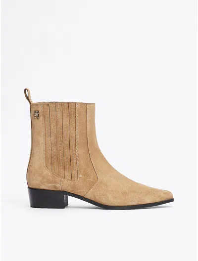 Tommy Hilfiger Suede Cowboy Chelsea Boot In Safari Canvas