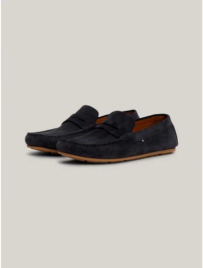 Tommy Hilfiger Suede Driving Loafer In Navy