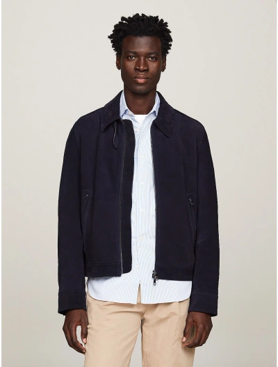 Tommy Hilfiger Suede Trucker Jacket In Navy