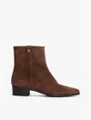 Tommy Hilfiger Suede Zip Ankle Boot In Brown
