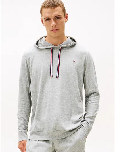Tommy Hilfiger Sueded Cotton Jersey Lounge Hoodie In Gray