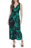 Tommy Hilfiger Women's Floral-print Sleeveless Ruched Dress In Sky Cap/pk
