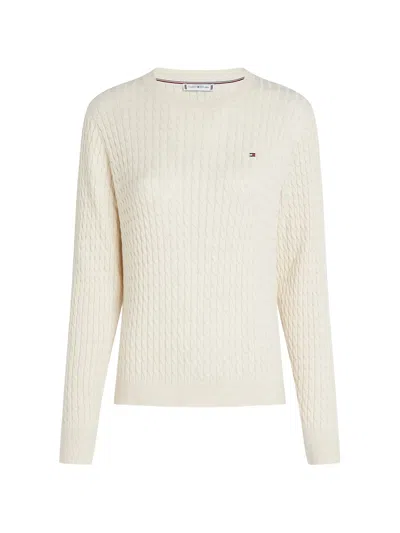 Tommy Hilfiger Sweater Co Cable Fine Gg C-nk Ls In White