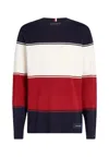 Tommy Hilfiger Mixed Knit Colorblock Sweater In Blu