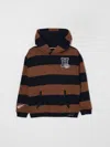 Tommy Hilfiger Striped Sweatshirt With Logo Patch  In Brown