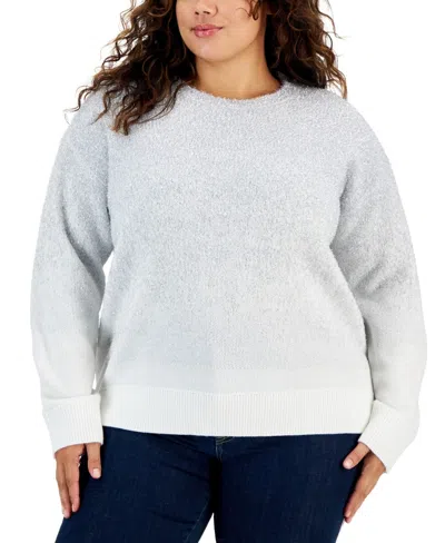 Tommy Hilfiger Sweater Women's Silver Ivory Cashmere Long Sleeve Cozy Fts1321