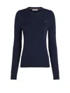 Tommy Hilfiger Crew Neck Long Sleeve Cable Knit Sweater In Blue