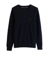 Tommy Hilfiger Crew Neck Cotton Sweater With Long Sleeves In Black