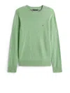 Tommy Hilfiger Logo-detail Crew-neck Sweater In Green