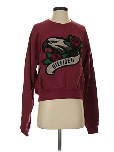 Pre-owned Tommy Hilfiger Sweatshirt In Burgundy