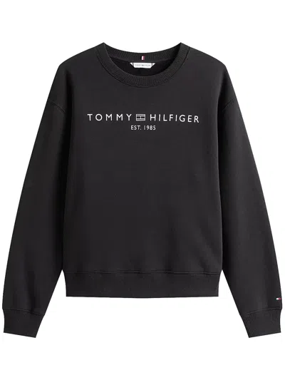 Tommy Hilfiger Sweatshirt With Logo And Embroidered Flag In Black
