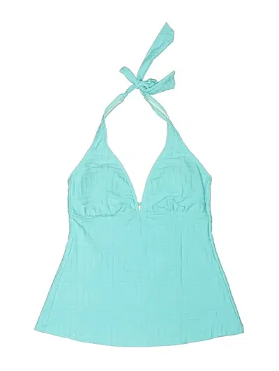 Pre-owned Tommy Hilfiger Swimsuit Top Teal Solid Pattern Swimwear