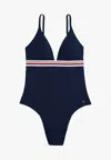 Tommy Hilfiger Swimwear Triangle One Piece Rp Ext In Blue