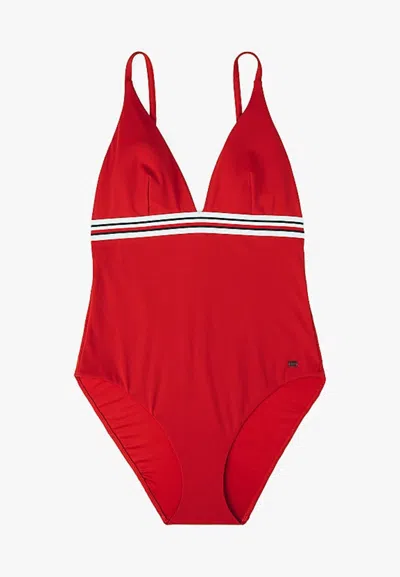 Tommy Hilfiger Swimwear Triangle One Piece Rp Ext In Red