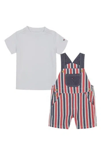 Tommy Hilfiger Babies'  T-shirt & Stripe Shortalls Set In Red