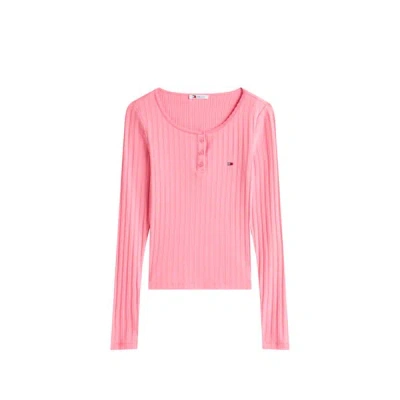 Tommy Hilfiger T-shirt Cintré À Logo In Pink