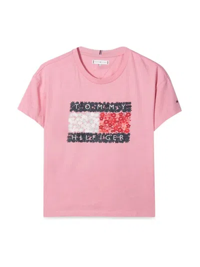 Tommy Hilfiger Kids' T-shirt Flower Flag In Pink