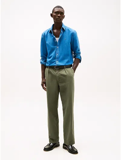 Tommy Hilfiger Tapered Fit Herringbone Chino In Battle Green