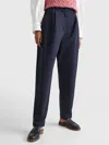Tommy Hilfiger Tapered Pleated Co Scarf Pants In Blu