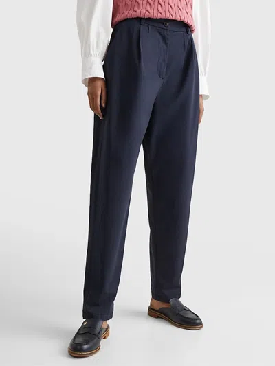 Tommy Hilfiger Tapered Pleated Co Scarf Pants In Blu