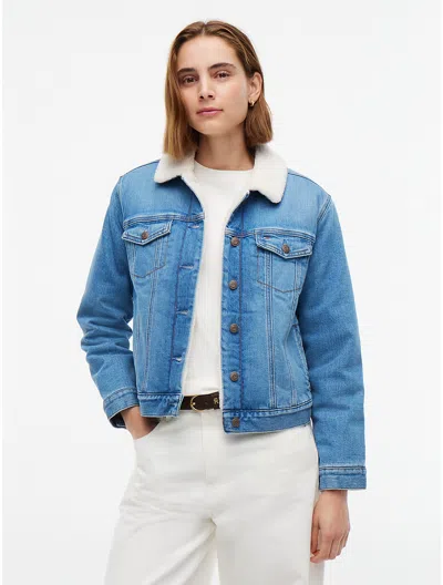 Tommy Hilfiger Teddy Collar Denim Jacket In Med Wash