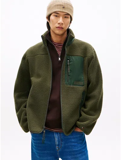 Tommy Hilfiger Teddy Fleece Zip Jacket In Green