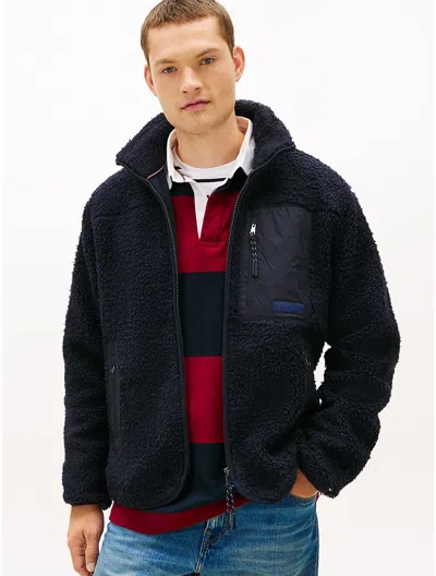 Tommy Hilfiger Teddy Fleece Zip Sweatshirt In Black
