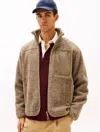Tommy Hilfiger Teddy Fleece Zip Sweatshirt In Brown