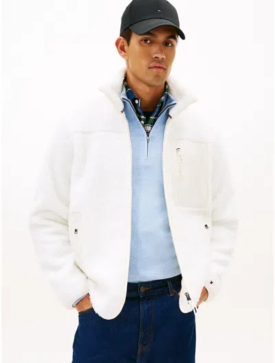 Tommy Hilfiger Teddy Fleece Zip Sweatshirt In White