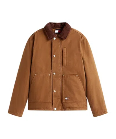 Tommy Hilfiger Teddy Lined Corduroy Collar Chore Jacket In Brown