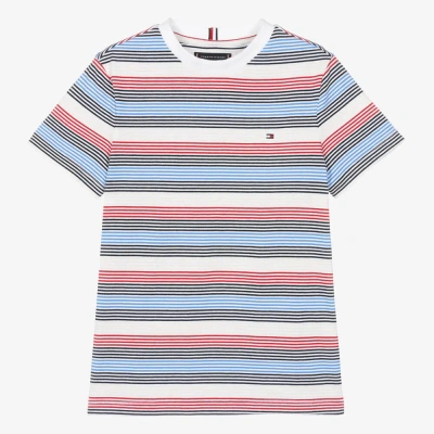 Tommy Hilfiger Teen Boys Blue Striped Cotton T-shirt
