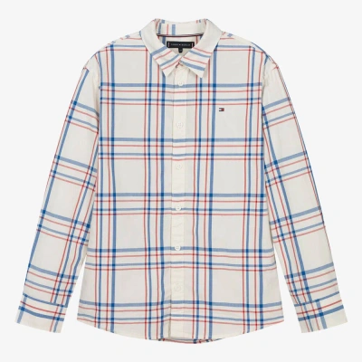 Tommy Hilfiger Teen Boys Ivory Checked Cotton Shirt