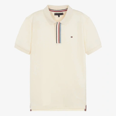 Tommy Hilfiger Teen Boys Ivory Organic Cotton Polo Shirt
