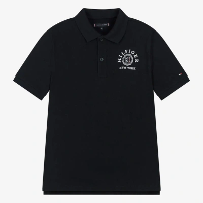 Tommy Hilfiger Teen Boys Navy Blue Cotton Polo Shirt